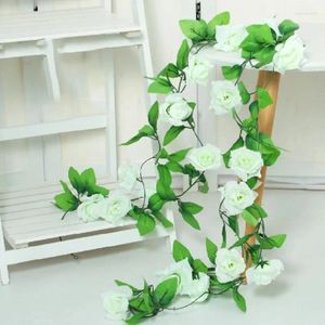 Dekorativa blommor En simulerad blommor Vine Rose Wedding Decoration Inomhus Pipeline Winding Peony Strip Takfest