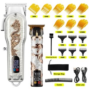 HIENA VIT SET DRAGON PROFESSIONAL Hår Clipper Sladlös hårtrimmer för män Rakaver Hårklippmaskin Barber Machin Beard 240429