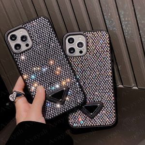 Luxury Triangle P Cell Phone Cases for iPhone 15 14 14plus 14pro 13 13pro 12 Pro Max 11 Clear Glitter Rhine Stone Case Bling Shiney Cover iPhone14