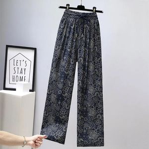 Calça feminina Vintage Mulheres chiques estampa floral boêmia Lady Lady Lady Gótica Cantura Longa Rayon Boho Longo Loupadeiras de tamanho grande