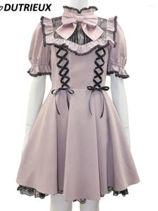 Abiti per feste giapponese abito rojita ragazze dolci brow croce cinturino in pizzo midi femminile 2024 estate lolita op a maniche corte vestidos