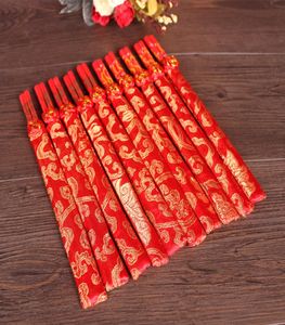 Wood Chinese ChopstickSprinting både den dubbla lyckan och Dragonwedding Chopsticks Favor5485782