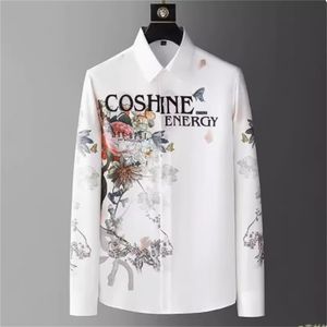 European and American personalized flower print shirt Men's 2024 spring fashion casual wrinkle resistant long-sleeved shirt Men S 4XL 07