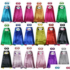 Theme Costume Double Sided Plain Satin Kids Cosplay Capes Superhero Halloween Costumes With Masks Party Favors Birthday Gifts Mix Or Dhelx