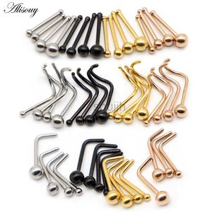 Body Arts Alisouy 1PC 1.5/2/2.5/3mm 20G Nose Stud Steptum Nose Studs Hooks Stainless Steel Bar ball Pin Nose Rings Body Piercing Jewelry d240503