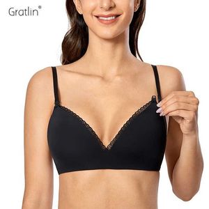 Mieściarskie Intymates Gratlin Nursing Bra bez jedwabnej lekkiej poduszki w ciąży Women Cross Back Seksowne bezproblemowe karmienie piersią Lotionl2405