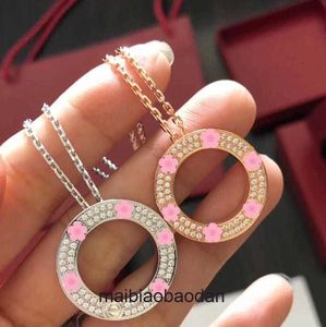 Cartre High End jewelry rings for women New round circular necklace female buckle plated 18K diamond studded full sky star collarbone chain Original 1:1 With Real Logo