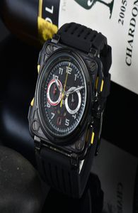 ROSS Watch Casual Quartz Calendar Men039s BR Watch Square Hollow Personality Dial All Hands Operate Rubber Strap8058407