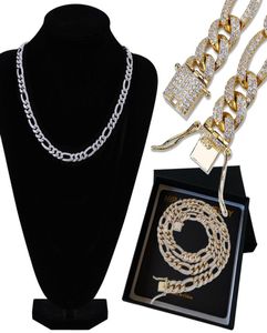 Nytt 18K Gold Plated Full CZ Zirconia Mens Copper Chain Halsband 10mm Diamond Silver Gold Hip Hop Punk Rock Smyckesgåvor för pojkar 5337058