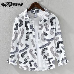 Camicie casual maschile 2024 Primavera Stampato per uomini Streetwear Fashion Mash Shirt Bavani Causal Slee Long Maniche Long Personality Tops