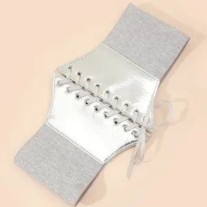Cinture alla cintura larga vestito Y2K Lace-up elastico Corsetto d'argento per donne