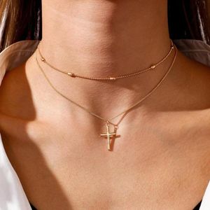 Hänge halsband romantiska hängen halsband för kvinnor guld silver färg flerskikt ovala pärlor kedja minimalism kvinnliga smycken5326882