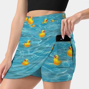 Röcke Gummi Ducky Himmel Ver.2 Damenrock Mini eine Linie mit Verstecktasche Duck Liebes Liebhaber Duckie Duckie cool