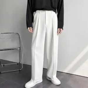 Herrbyxor Spring Autumn Men Wide Leg Business Suit -knappen Knapp Knappen Full längdfickor Löst casual blazerbyxor