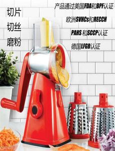 Manual Vegetable Cutter 3 Drum Blades Rotary Cheese Grater Shredder Mandoline Spiralizer Kitchen Accessories Vegetable Slicer 21101056258