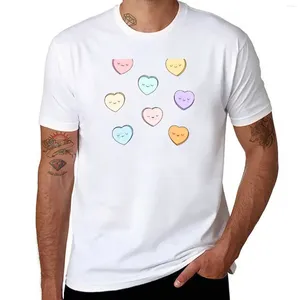 Men's Polos Sweet Candy Hearts T-Shirt Anime Boys White T Shirts Aesthetic Clothes Black Shirt Men