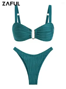 Frauen Badebekleidung Zaful Brazilian Badeanzug für Frauen frech gebundene Hochbein zweiteilige Bikinis Bikini Set weibliche Frau gepolsterte Strandbekleidung