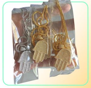 Chain Mens Jewelry Hip Hop Bling 38 6mm Micro pavimentos de zircônia cúbica Hamsa Hand Icedd Out Cool Chain Colar Chain J19071125265693292