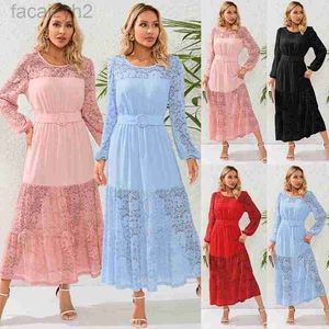 Basic Casual Dresses Oversized slim fitting temperament sexy lace skirt lace perspective mid length dress for women Plus Size Dresse