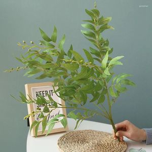 Decorative Flowers Artificial Green Plant Fake Willow Bouquet Leaves Arrangement Accessories Wedding Silk Flower Home Table Vase Decoration