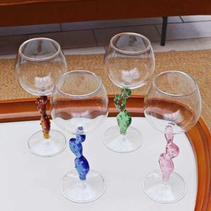 Tumblers Catus Shape Ins Nordic Wine Glass Glass Champagne Glasses Dinkware Barware Resistente ao calor H240506