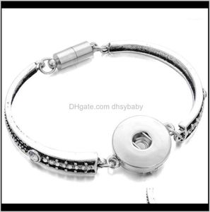 Charm Jewelry 18Mm Snap Buttons Bracelet Whole Flowers Carved Vintage Magnetic Bracelets For Women Men Ptu7R8647419