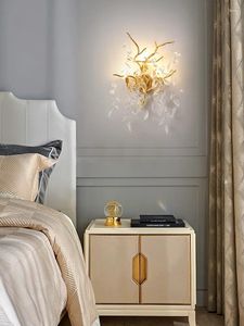 Wall Lamp Branch Crystal Light Bedroom Bedside Indoor Lamps Luxury Creative Living Room Background Decor Pastoral