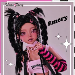 Dolls Shugafairy Emery BJD Doll 1/4 LOLITA Pink Rock Rivet estilo y2k dreadlocks bola de bola bonecas para meninas opção fullset