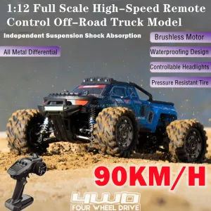 Cars Professional 4WD Brushless OffRoad RC Racing Truck 90KM/H Hydraulic Shock Absorber Waterproof ESP LED Light Radio Control Truck