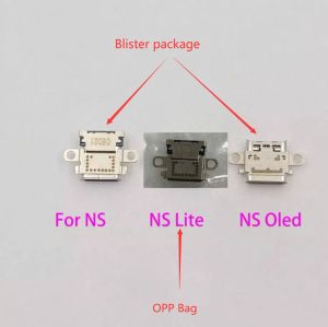 スピーカーオリジナルの新しい10pcs/lot for Nintendow Switch ns OLED Console USB Typec Power充電ソケットnsライトポートコネクタ