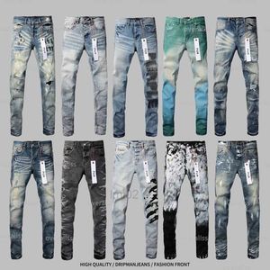 Herr jeans ksubi jeans designer mens lila jeans rippade raka jeans tvättade gamla långa svarta jeans staplade jeansse4om