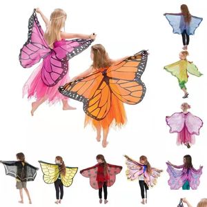 Themenkostüm 17 Style Butterfly Cosplay Kostüme Superhelden Party Cape Chiffon Wings Maske Stirnband Elf Halloween Weihnachtsgeschenke für DHM5U