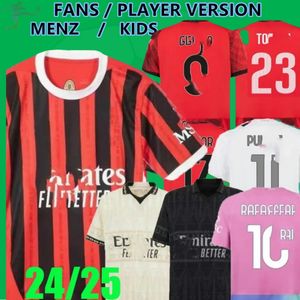 24 25 Maglia Milans Giroud Rafa Leao Pulisic 4th Soccer Jersey Kid Kit 2023 2024 Home Away 3rd Football Shirts Calcio Maillot Tomori Theo Pleasures 4番目のエース