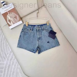 Women's Shorts designer Spring and Summer New Pra Nanyou Gaoding Literary Style Micro Elastic Pure Cotton Fashion Small Crowd High Waist Denim QFOS