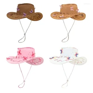 Boinas de chapéu de cowboy para mulheres adultas com chuveiro de borboleta chuveiro de cowgirl miséria festas de figurino festival de música
