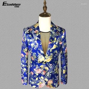 Men's Suits Personality Printing Clothes Men Designs Masculino Homme Terno Stage Singers Jacket Blazer Dance Star Style Dress