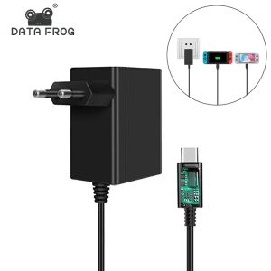 Racks Data Frog EU US Plug AC Adapter Charger Compatiblenintendo Switch OLED Dock Station för NS Charger Supply Snabb Charging Kit