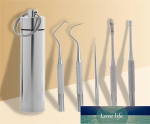 5pcs Edelstahl tragbarer Zahnstocher Oral Care Zahnstocher Werkzeugset1812936
