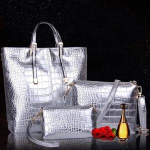 3Pcs Womens Bag Trend Large Capacity Womens Shoulder Bag Fashion Luxury Gold Leather Handbag Womens Handbag 240425