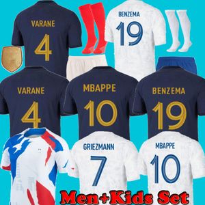 Maillots de Football French Soccer Jersey 2023 Benzema Mbappe Griezmann 22 23 Francia Men Kids Kimpembe Fekir Maillot Women Shirt Homme 293h