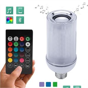 Led Bulbs Music Bb Light E27 Dimming Bluetooth Speaker Rgb Flame Effect Lamp With 24 Keys Remote Control Drop Delivery Lights Lighting Dhkhb