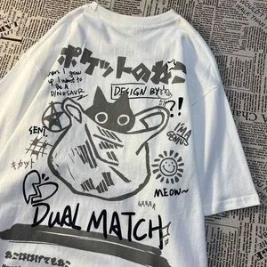 女性用TシャツのハラジュクレディースTシャツ漫画カップルプリント半袖Tシャツレディースルーズストリート衣料Y2K衣類Topl2405