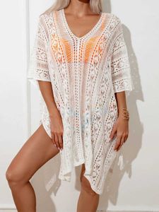 Women Beach Wear Womens Swimsuit Coverup Crochet Dress Beach Cover Ups for Swimwear Bathing Suit Swim Cover Up Y240504