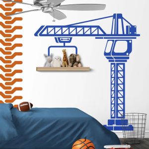 Adesivos Construção Crane Wall Stick Decor Bedroom Room Kids Room Construção Tráfego de tráfego Decal