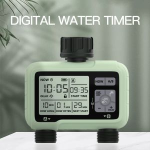 Equipamentos Super Timing System 2Outlet Timer de água rega com precisão de irrigação automática ao ar livre Programa totalmente ajustável