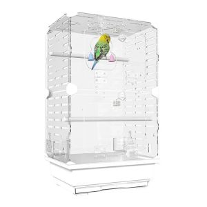 Nestos Birdos transparentes Cage em primeiro plano da gaiola de pássaros ornamentais, reprodução da casa de papagaio de caixas acrílicas voadoras para casa