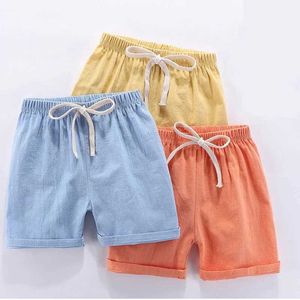 Shorts meninos e crianças shorts infantis de linho de verão shorts de algodão meninos e roupas casuais de shorts para crianças de 3-8L2403