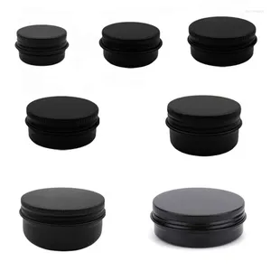 Förvaringsflaskor 20st Frosted Black Aluminium Tin Burkar Makeup Cream Lip Smaple Container tomt ljus te metalllåda förpackning