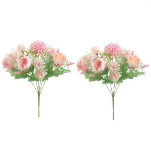 Dekorativa blommor 2Bunches Fake Peony Home Carnation El Arrangement Party Silk Hydrangea Artificial Flower Bouquet Office Po Props