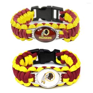 Bangle 18 25mm Glass Football Charms Red Armband Paracord Survival Flätade rep Sport Bangles Diy Jewelry